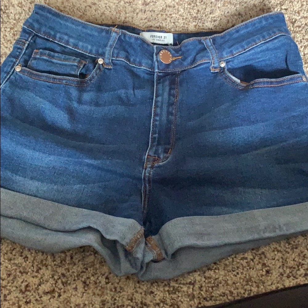 Forever 21 Midi Waisted Jean Shorts